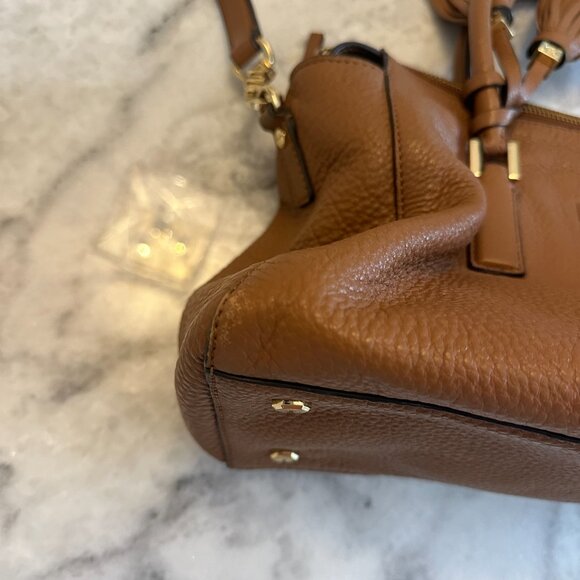 Tory Burch Thea Leather Satchel Top Handle Tan/Brown Gold Hardware - Picture 10 of 14